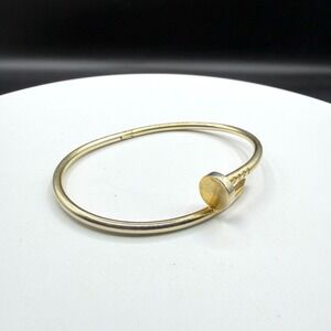 Gold Tone Nail Bangle Bracelet Minimalist Industrial Stackable Gift FashionGold